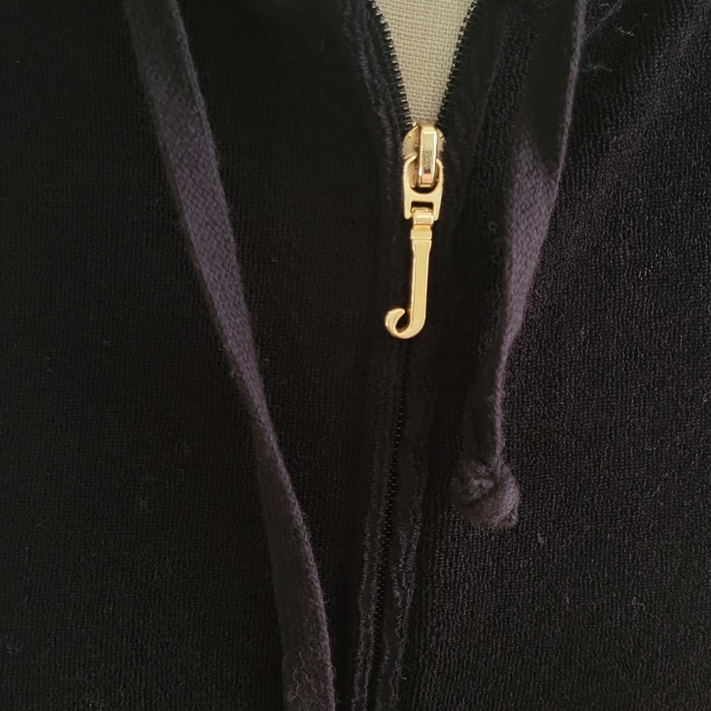 Juicy Couture Zip Up Black Hoodie Sweater Size Small - Picture 5 of 7